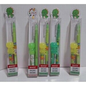 KAP CAT LUCKY DRAGON MULTI INK & TOPPER ERASABLE GEL PEN SET 5 CT LOT NEW